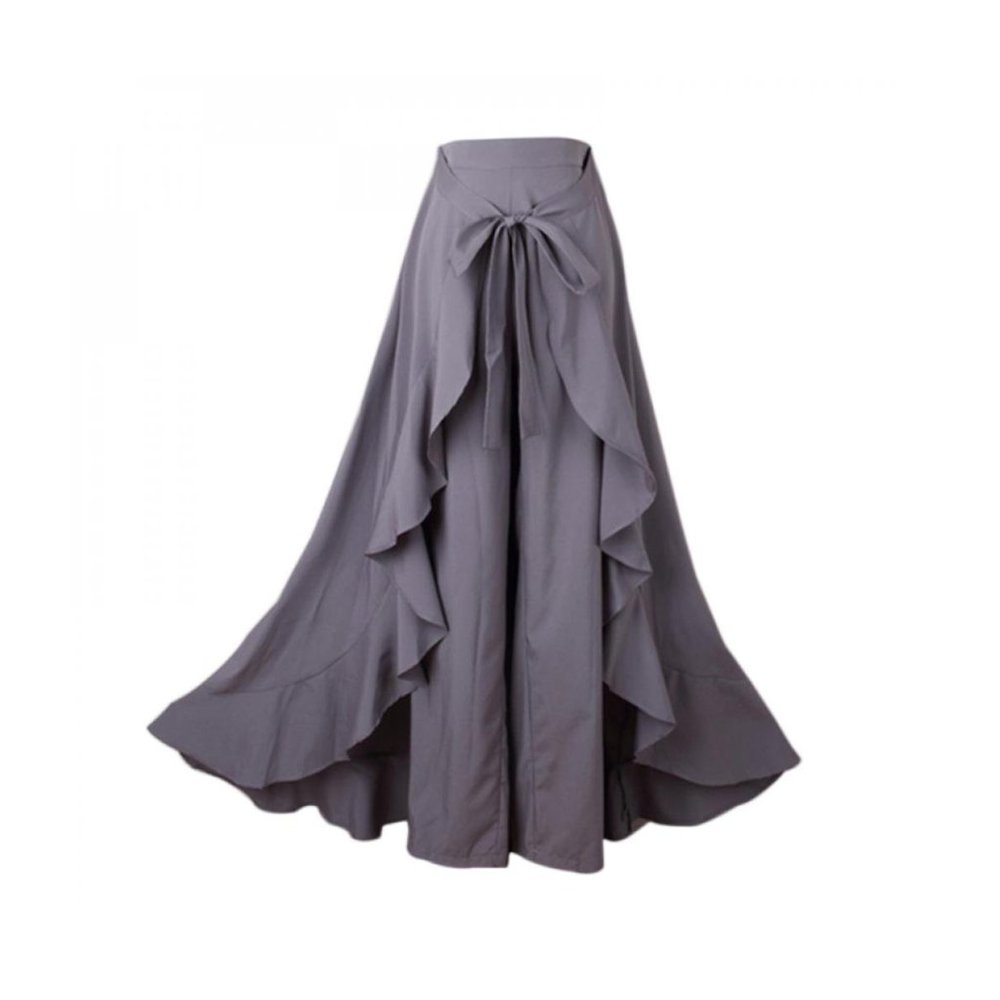 Waterfall Skirt & Pants Combo High Rise Pants with a Wrap Around Skirt - Gray - Picture 10 of 10